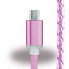 USB Datenkabel - Micro-USB auf USB - aus Kunstleder in Pink