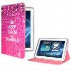 Samsung Galaxy Note 10.1 Hülle - Kunstleder - Flipcase - Keep Calm Glitzer