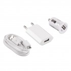 3in1 Set - KFZ Lader + Netzteil + Datenkabel - MicroUSB Adapterkabel