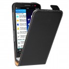 Blackberry Z30 Hülle - beschichtetes Leder - Flip Case - Schwarz