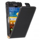 Samsung Galaxy S2 Hülle - beschichtetes Leder - Flip Case - in Schwarz