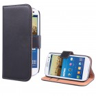 Samsung Galaxy S3 / S3 Neo Flip Case mit Kreditkartenfach - beschichtetes Leder - Schwarz