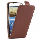 Samsung Galaxy S4 Hülle - beschichtetes Leder - Flip Case - in Braun