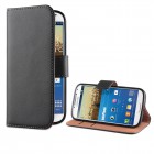 Samsung Galaxy S4 Mini Flip Case mit Kreditkartenfach - beschichtetes Leder - Schwarz