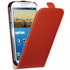 Samsung Galaxy S4 Mini Hülle - beschichtetes Leder - Flip Case - in Braun