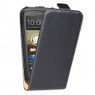 HTC Desire 500 Hülle - beschichtetes Leder - Flip Case - Schwarz
