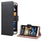HTC One M7 Flip Case mit Kreditkartenfach - beschichtetes Leder - Schwarz