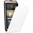 HTC One M7 Hülle - beschichtetes Leder - Flip Case - in Weiß