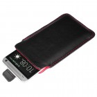 HTC One M7 Ledertasche - Echtleder - Schwarz Rot