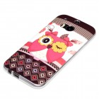 HTC One M8 Hülle - Silikon Case - Große Retro Eule Rosa