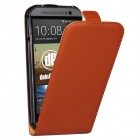 HTC One M8 Hülle Hülle - beschichtetes Leder - Flip Case - in Braun