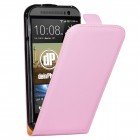 HTC One M8 Hülle Hülle - beschichtetes Leder - Flip Case - in Rosa