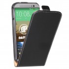 HTC One M8 Hülle Hülle - beschichtetes Leder - Flip Case - in Schwarz
