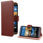 HTC One M9 Flip Case mit Kreditkartenfach - beschichtetes Leder - Braun