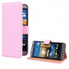HTC One M9 Hülle - beschichtetes Leder - Flipcase mit Kreditkartenfach - Rosa