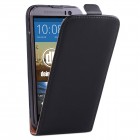 HTC One M9 Hülle - beschichtetes Leder - Flipcase - Schwarz
