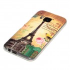 HTC One M9 Hülle - Silikon Case - Eiffelturm Rosa Blume