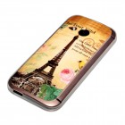 HTC One Mini 2 Hülle - Silikon Case - Eiffelturm Rosa Blume