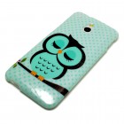 HTC One Mini Hülle - Softcase - Glitzeroberfläche - Eule Türkis