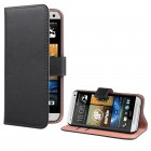 HTC One Mini Flip Case mit Kreditkartenfach - beschichtetes Leder - Schwarz