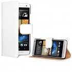 HTC One Mini Flip Case mit Kreditkartenfach - beschichtetes Leder - Weiß