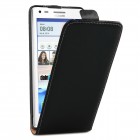 Huawei Ascend G6 Hülle - beschichtetes Leder - Flip Case - in Schwarz