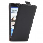 Huawei Ascend P7 Hülle - beschichtetes Leder - Flip Case - in Schwarz Schwarz