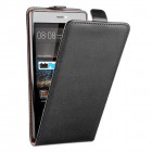 Huawei P8 Hülle - beschichtetes Leder - Flip Case - Schwarz