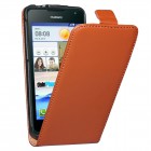 Huawei Ascend Y530 Hülle - beschichtetes Leder - Flip Case - Braun