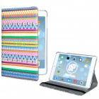 iPad Mini 2 Hülle - Kunstleder - Flipcase - 360 Zick Zack Muster Bunte Querstreifen