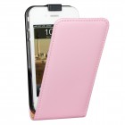 iPhone 4 Hülle - beschichtetes Leder - Flip Case - Rosa