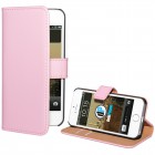 iPhone 5 / 5s / SE beschichtetes Leder Flip Case mit Kreditkartenfach - Rosa