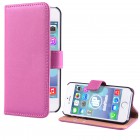 iPhone 5 5s / iPhone SE Flip Case mit Kreditkartenfach - beschichtetes Leder - Pink
