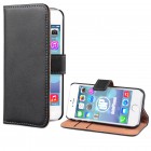 iPhone 5 5s / iPhone SE Flip Case mit Kreditkartenfach - beschichtetes Leder - Schwarz