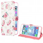 iPhone 6 Plus / 6s Plus Hülle - Kunstleder - Flipcase - Blumengesteck Weiß