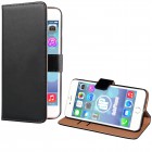 iPhone 6 Plus / 6s Plus Flip Case mit Kreditkartenfach - beschichtetes Leder - Schwarz