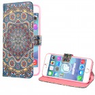 iPhone 6 Plus / 6s Plus Hülle - Kunstleder - Flipcase - Mandala Blau Rot
