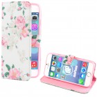 iPhone 6 Plus / 6s Plus Hülle - Kunstleder - Flipcase - Rote Blumengestecke Weiß
