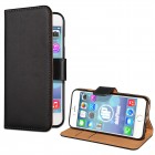 iPhone 7 Hülle - beschichtetes Leder Flipcase mit Kreditkartenfach - Schwarz