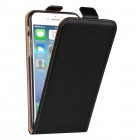 iPhone 7 Hülle - beschichtetes Leder Flipcase - Schwarz
