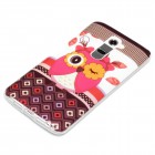 LG G2 Hülle - Silikon Case - Große Retro Eule Rosa