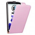 LG G3 Hülle - beschichtetes Leder - Flip Case - Rosa