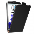 LG G3 Hülle - beschichtetes Leder - Flip Case - Schwarz
