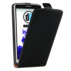 LG G3s Hülle - beschichtetes Leder - Flip Case - in Schwarz
