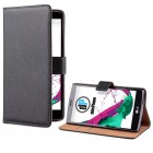 LG G4 Hülle - beschichtetes Leder - Flipcase mit Kreditkartenfach - Schwarz