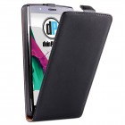 LG G4 Hülle - beschichtetes Leder - Flip Case - Schwarz