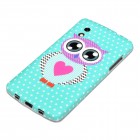 LG Nexus 5 Hülle - Silikon Case - Eule Türkis Rosa Herz