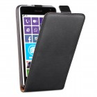Microsoft Lumia 535 Hülle - beschichtetes Leder - Flip Case - Schwarz