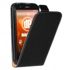 Motorola Moto G Hülle - beschichtetes Leder - Flip Case - in Schwarz