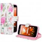 Motorola Moto G Hülle - Kunstleder - Flipcase - Rosa Weiße Blumen Sights